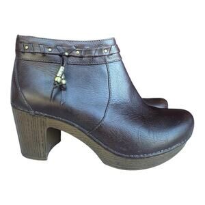 Dansko Dabney Ankle Boot Women size 39 US 8.5-9 Brown Leather